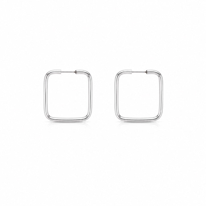 Brinco Argola Quadrada - Prata 925 - Tamanho M