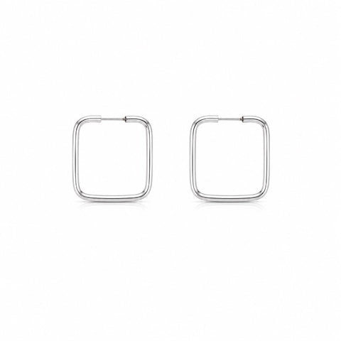 Brinco Argola Quadrada - Prata 925 - Tamanho M