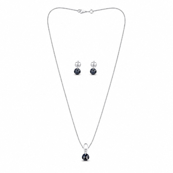 Conjunto Brinco Ponto luz Black e Veneziana - Prata 925