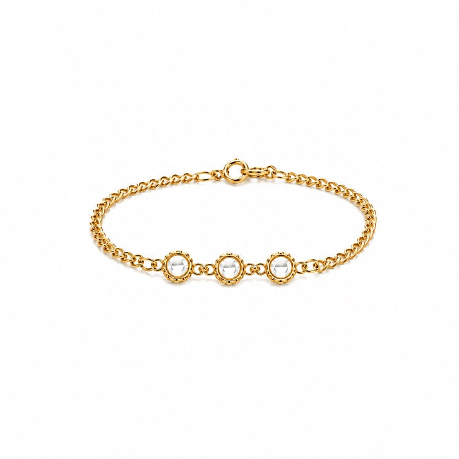 Pulseira Elo Grumet com Trio de Cristais