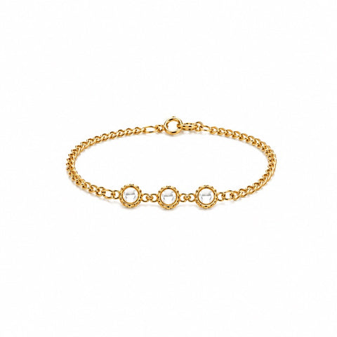 Pulseira Elo Grumet com Trio de Cristais