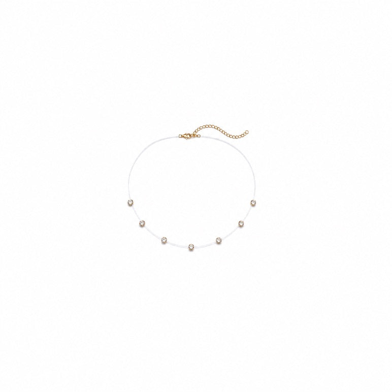 Colar Fio de Nylon com Cristais