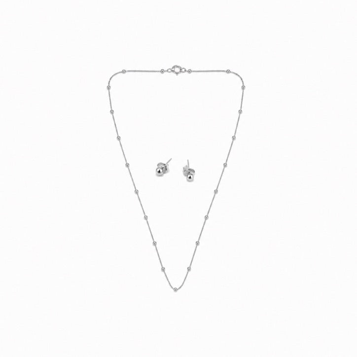 Conjunto Brinco bolinha e Veneziana - Prata 925