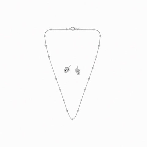 Conjunto Brinco bolinha e Veneziana - Prata 925