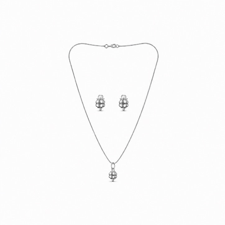 Conjunto Brinco Trevo e Veneziana - Prata 925