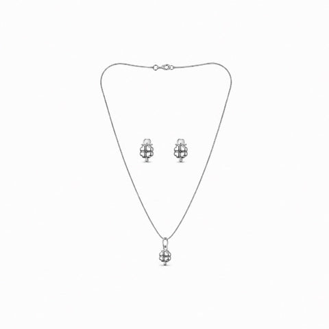 Conjunto Brinco Trevo e Veneziana - Prata 925