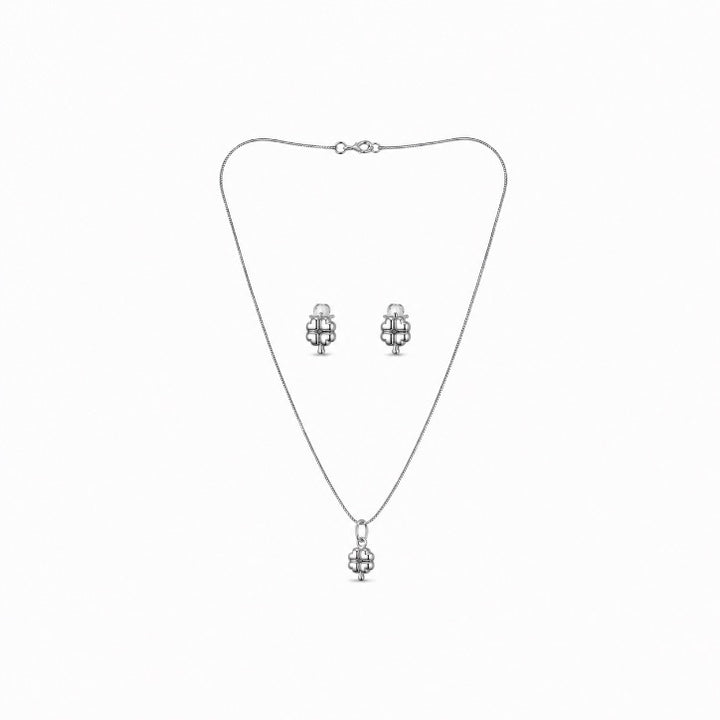 Conjunto Brinco Trevo e Veneziana - Prata 925