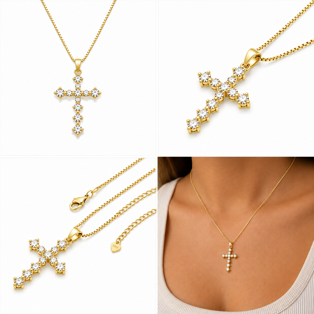 Corrente com Pingente Cruz Cravejada com Zircônias