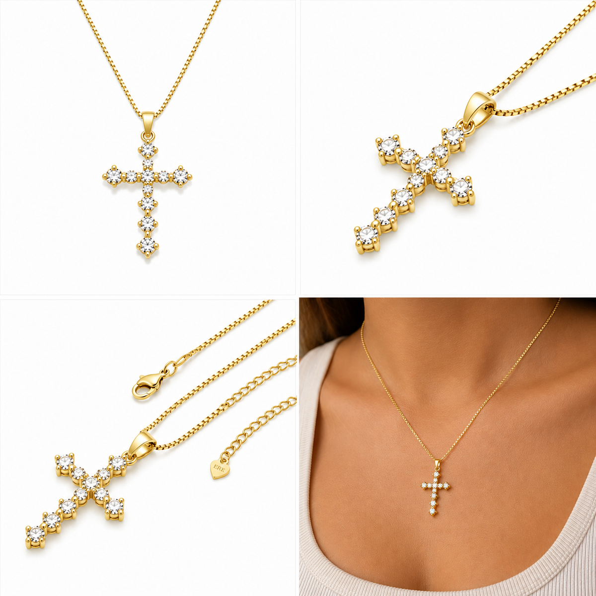 Corrente com Pingente Cruz Cravejada com Zircônias