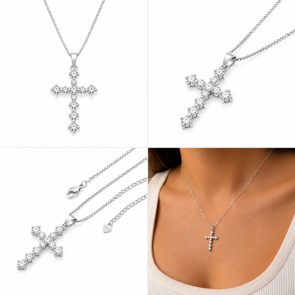 Corrente com Pingente Cruz Cravejada com Zircônias