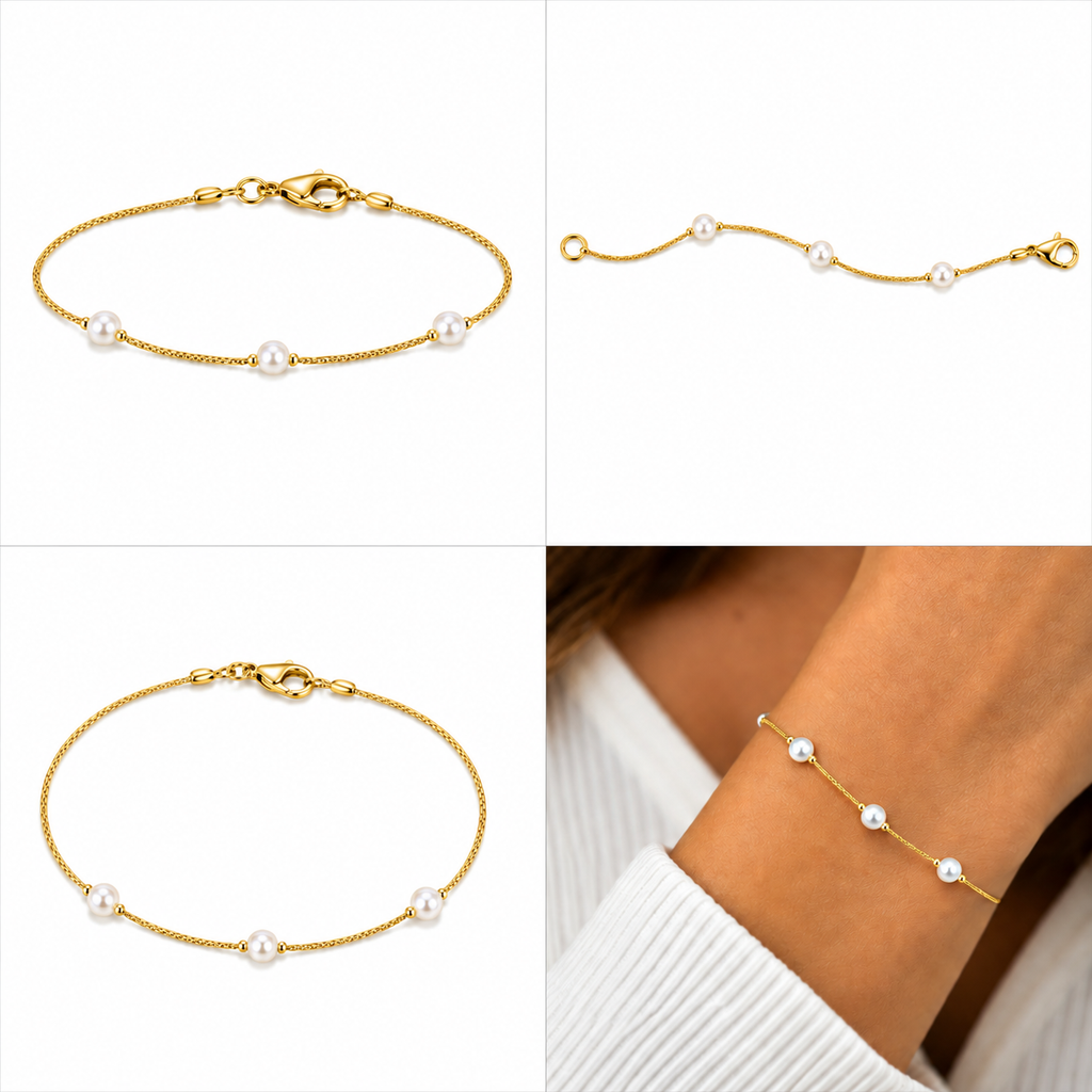 Pulseira Veneziana com Pérolas Intercaladas