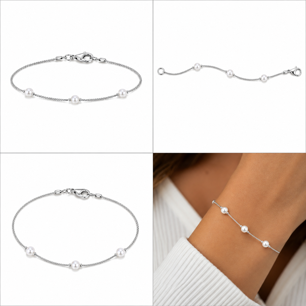 Pulseira Veneziana com Pérolas Intercaladas