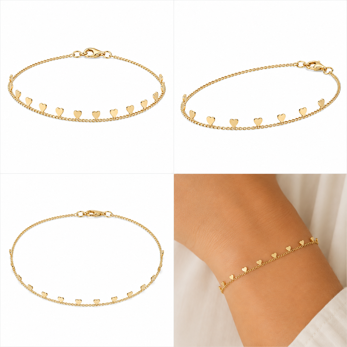 Pulseira com Micro Corações