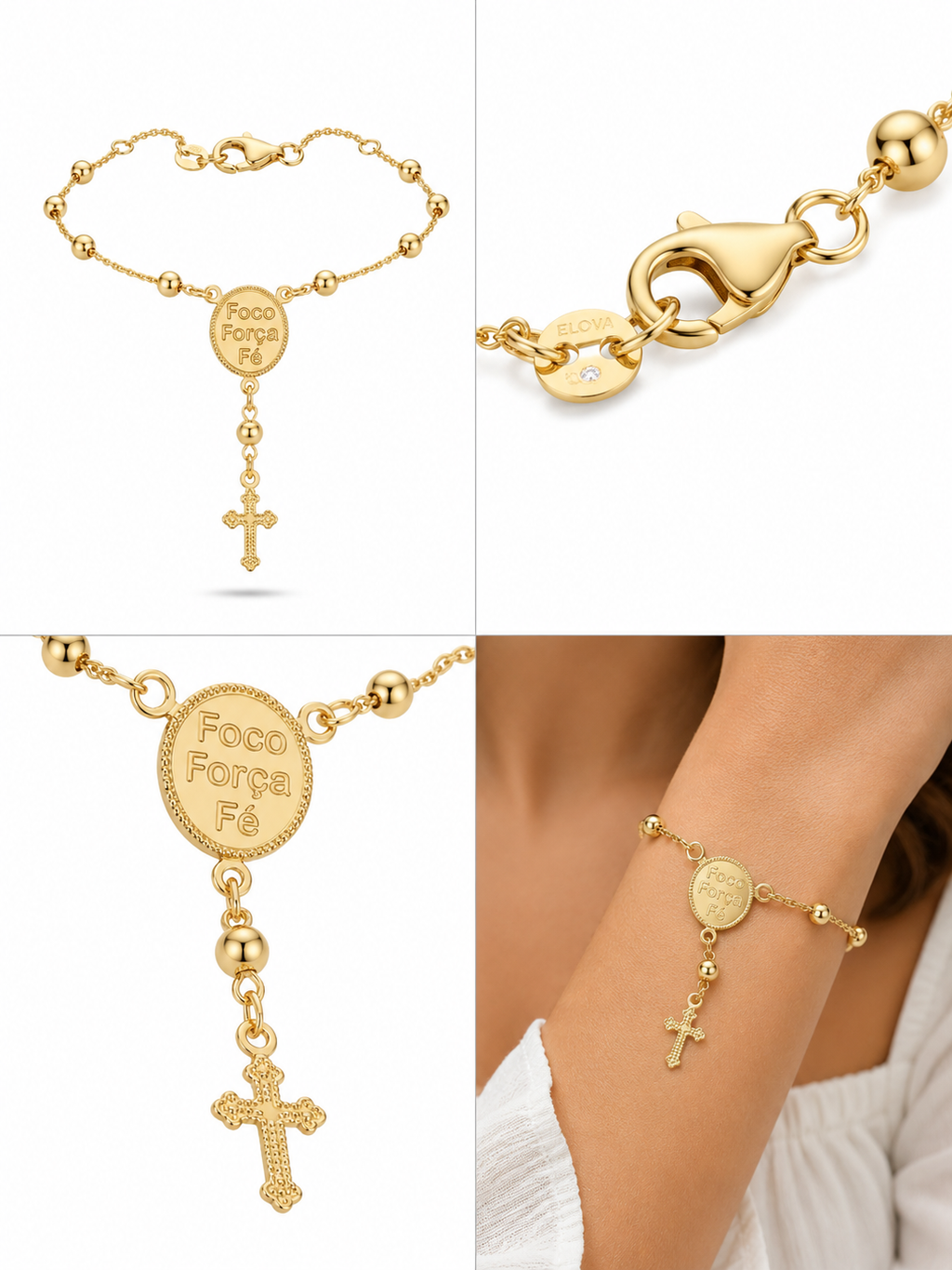 Pulseira Terço "Foco, Força e Fé"