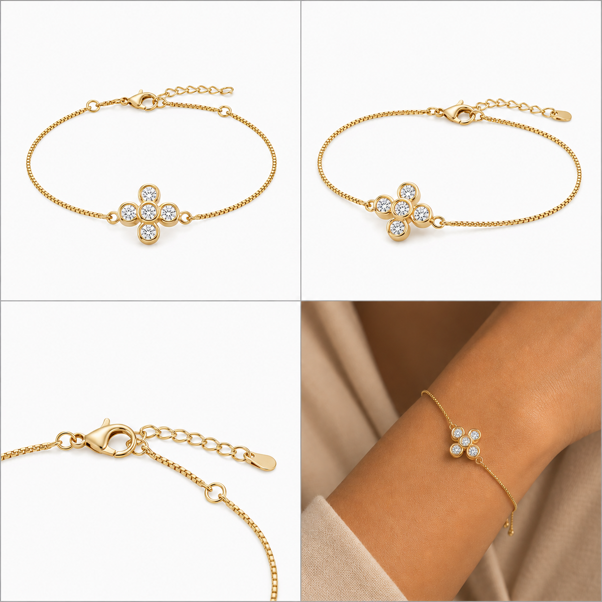Pulseira Veneziana Flor de Zircônias