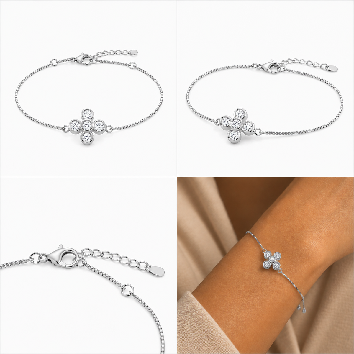 Pulseira Veneziana Flor de Zircônias