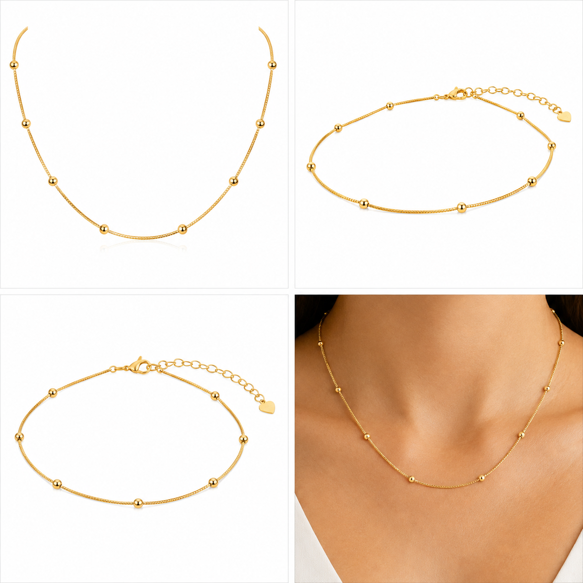 Colar Chocker Veneziana com Bolinhas - 35 cm + Extensor
