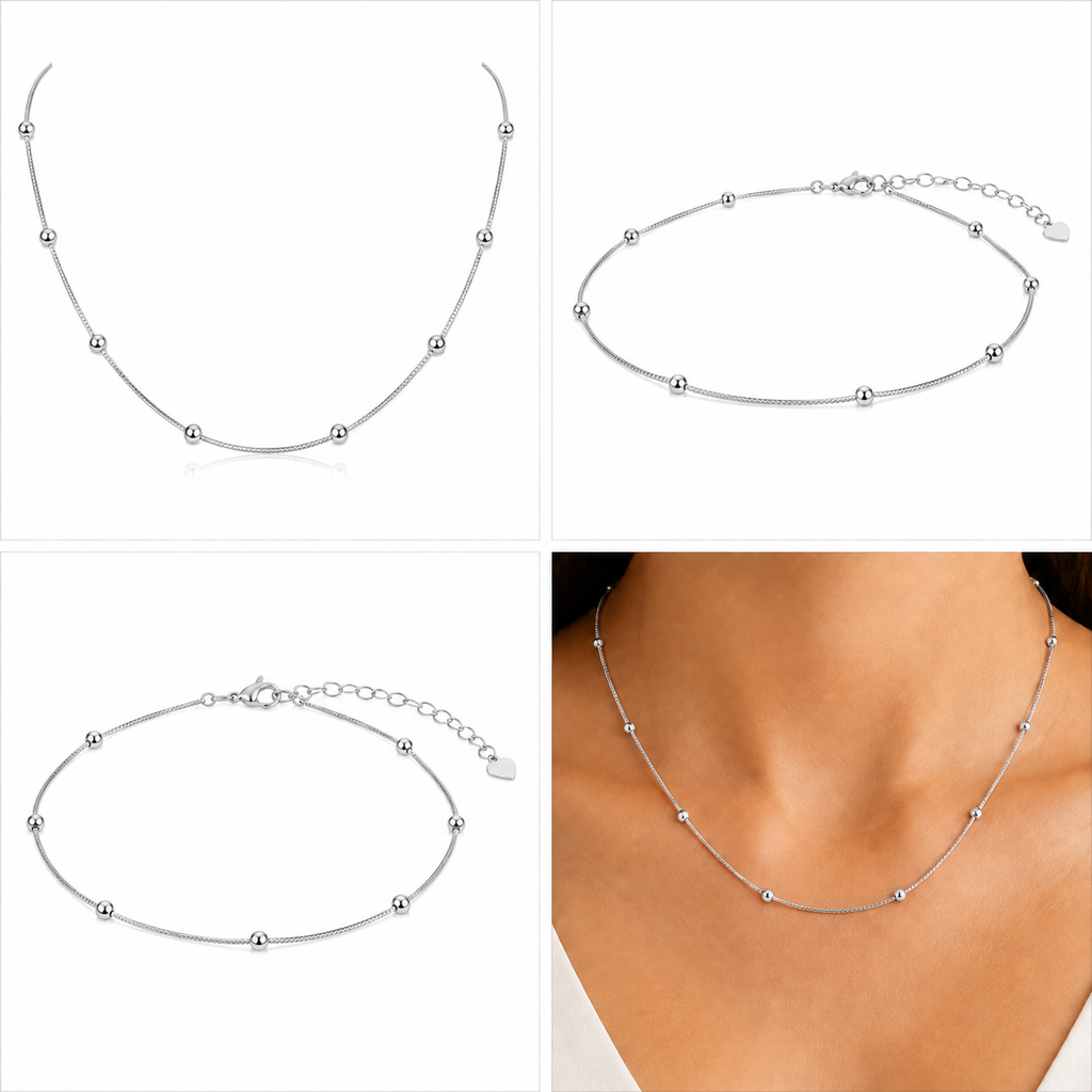 Colar Chocker Veneziana com Bolinhas - 35 cm + Extensor