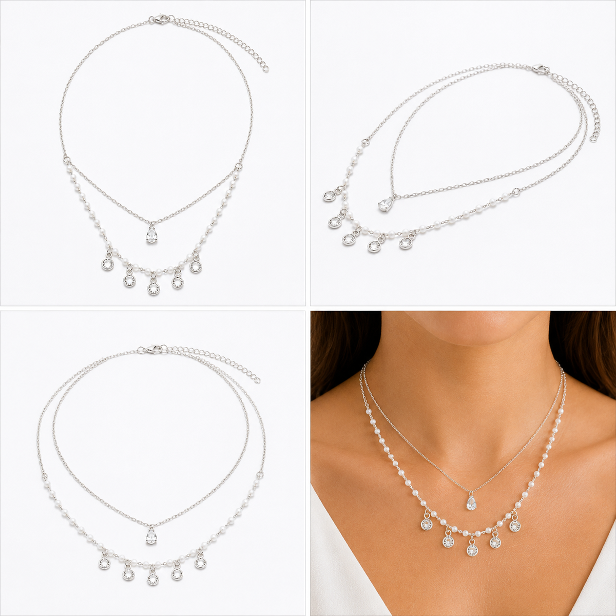 Colar com Pérolas e Zirconias