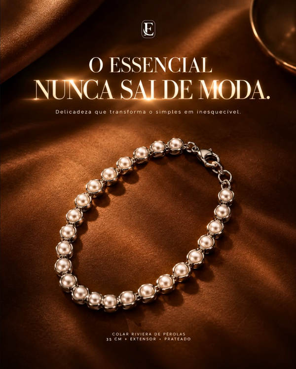 Colar Riviera de Pérolas - Prateado