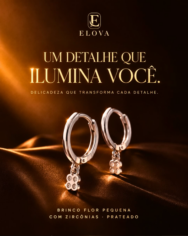 Brinco Flor Pequena com Zircônias