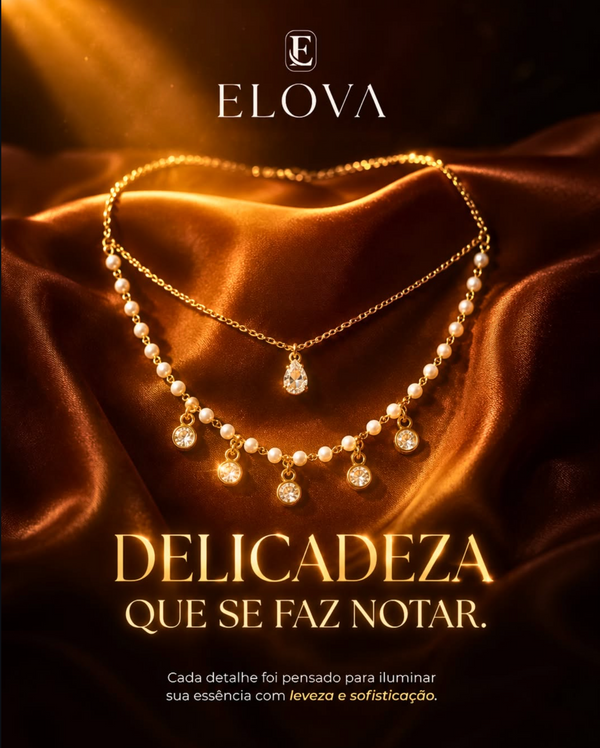 Colar com Pérolas e Zircônias – Dourado