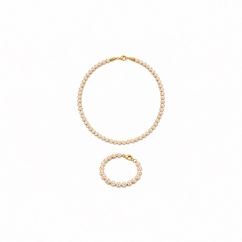 Conjunto Colar Riviera de Pérolas - 35 cm + Extensor + Pulseira