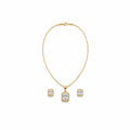 Conjunto com Pingente e Brinco Retangular com Zircônias e Microzircônias